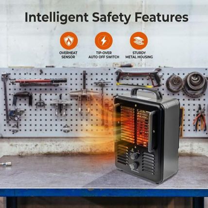 Comfort Zone Electric Portable Milkhouse Style Utility Space Heater with Adjusta