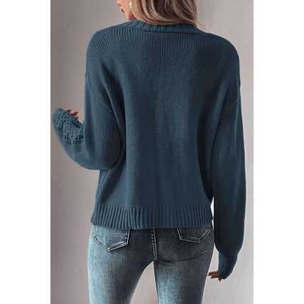 Real Teal Open Knit Drop Shoulder Sweater Cardigan