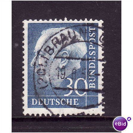 GERMANY 1954 30pf BLUE PRES HEUSS SG1113 FINE USED