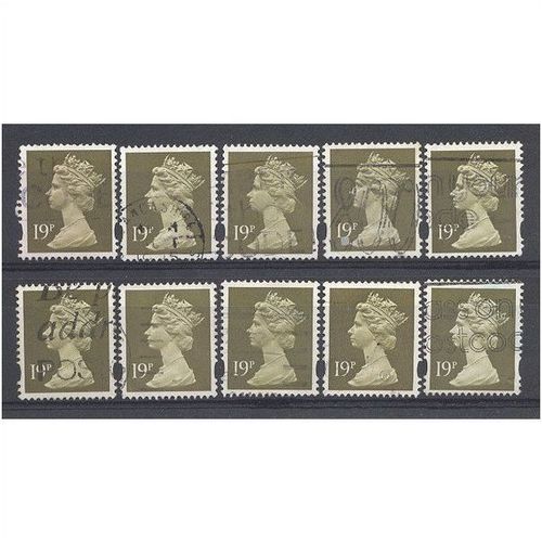 BULK STOCK.19p Bistre x 10.Type Unchecked.Fine Used.nb12e