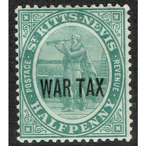 St. Kitts Nevis 1916 War Tax ½d Deep Green SG22a MM