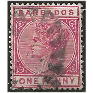 Barbados 1882 SG91 1d Rose Wmk Crown CA Good/Fine Used . ..