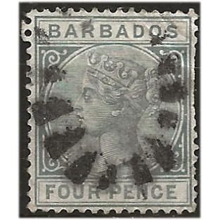 Barbados 1882 SG97 4d Grey Wmk Crown CA Good+ Used . ..