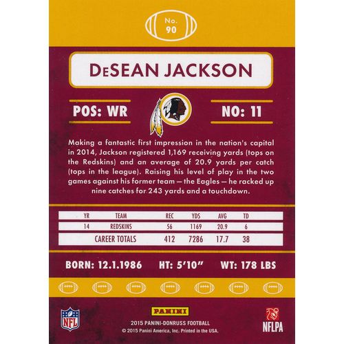 2015 Donruss Football 90 DeSean Jackson Washington Redskins