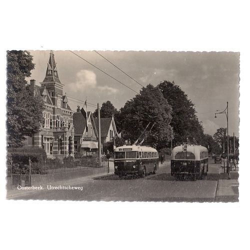 OOSTERBEEK, UTRECHTSCHEWEG, NETHERLANDS unused vintage postcard 1957 TRAM BUS
