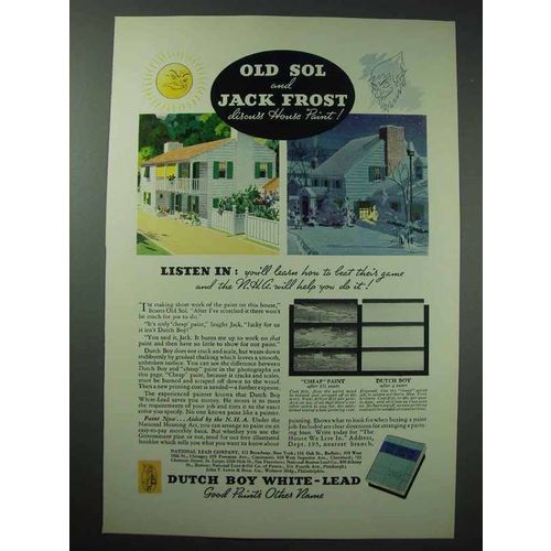 1935 Dutch Boy White-Lead Paint Ad - Old Sol Jack Frost