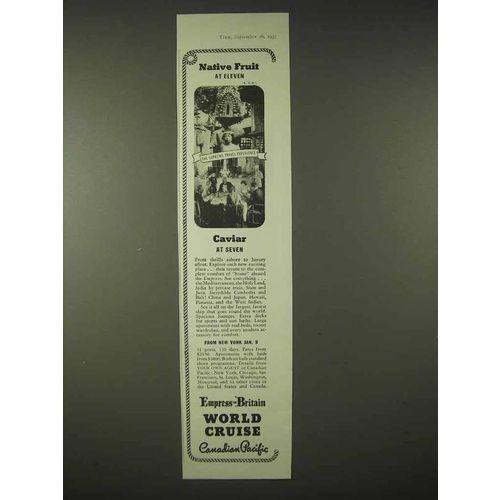 1935 Canadian Pacific Cruise Ad - Native Fruit, Caviar
