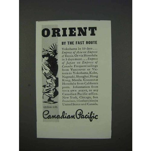 1935 Canadian Pacific Cruise Ad - Orient Fast Route