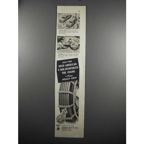1952 American Chain & Cable Weed Tire Chains Ad