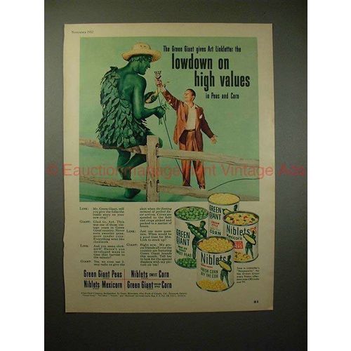 1952 Green Giant Peas & Corn Ad w/ Art Linkletter!!