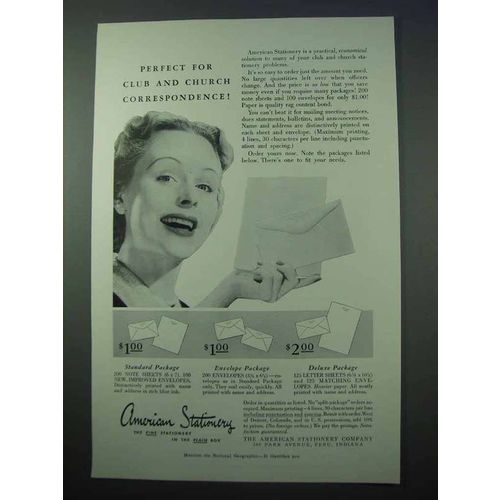 1953 American Stationery Ad - Church Correspondence