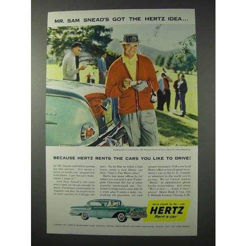 1958 Hertz Rent-a-Car Ad - Sam Snead