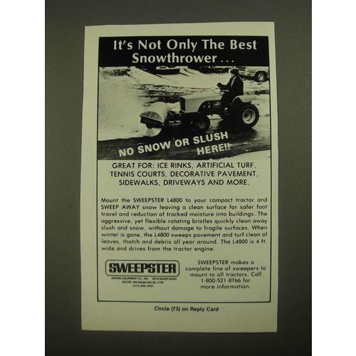 1987 Sweepster L4800 Sweeper Ad - It's Not Only the Best Snowthrower
