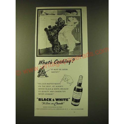 1950 Black & White Scotch Ad - What's cooking?