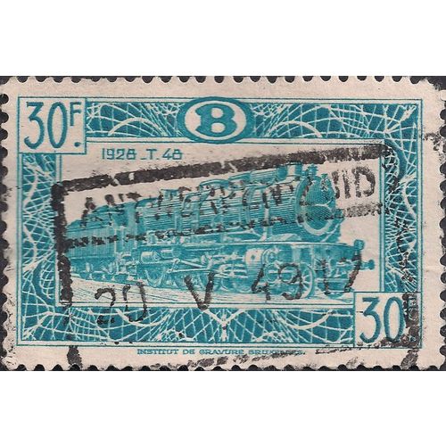 BELGIUM, RAIL, 1928 T48, blue 1949, 30c