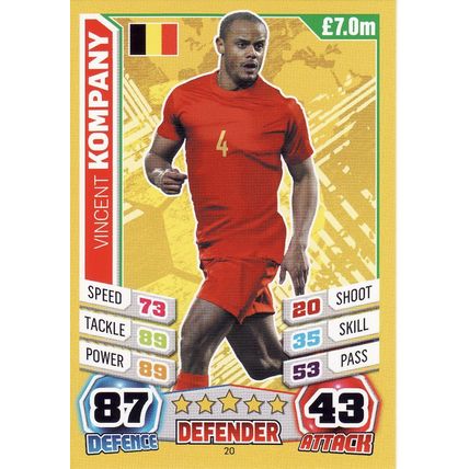 Match Attax World Cup 2014 20 Vincent Kompany Belgium