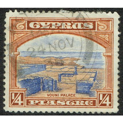 Cyprus 1934 ¼pi Ultramarine and Orange Brown SG133 FU