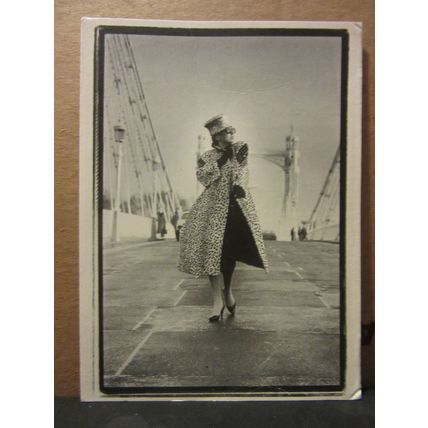 FEELING FABULOUS unused postcard by Athena b/w, girl on bridge