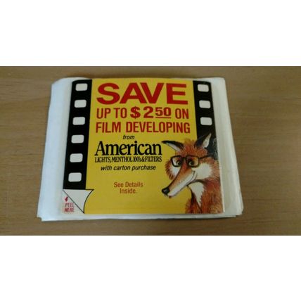 American Lights/Filters Cigarettes Collectible Advertising Film Developing Coupo