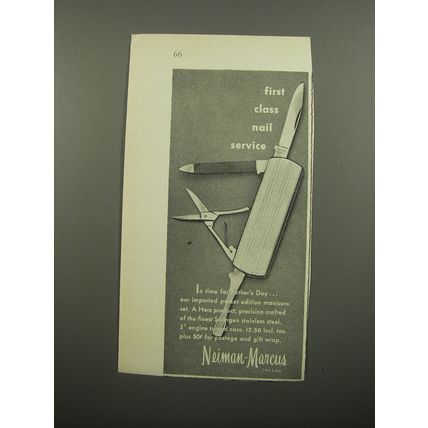 1951 Neiman-Marcus Manicure Set Ad - First class nail service