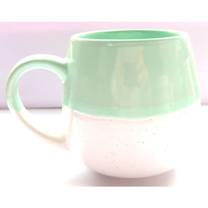 Green & White Stoneware Ceramic Mug 10 CM - 0035M