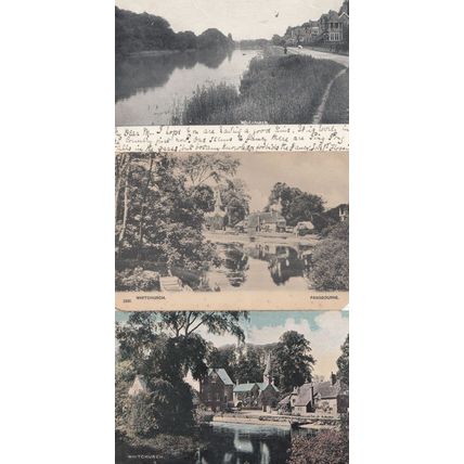 Whitchurch Berkshire 3x River Views Old Antique Postcard s