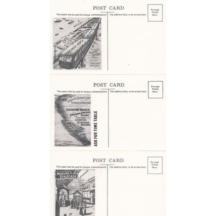Liverpool Overhead Railway Tram Poster Fare Chart Stamp Train 3x Postcard s