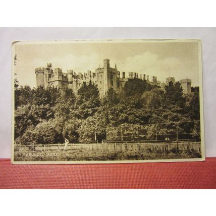 girl with parosol, ARUNDEL CASTLE, SUSSEX.. unused vintage postcard /