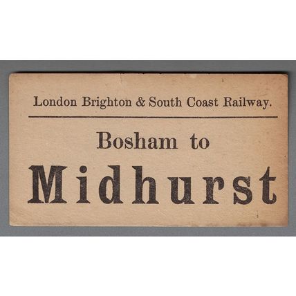 LONDON BRIGHTON & SOUTH COAST RAILWAY LUGGAGE LABEL - BOSHAM to MIDHURST