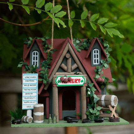 Wooden Birdhouse Cottage Vineyard Home Yard Garden Unique Decorative Cute Gift