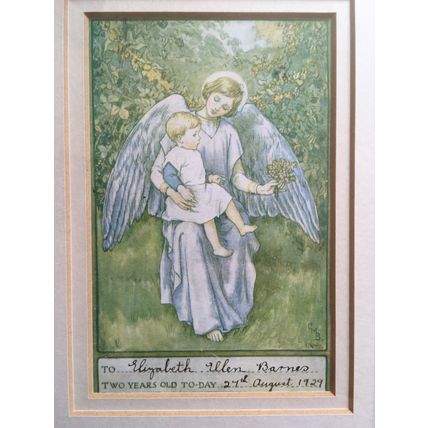 VINTAGE FRAMED BIRTHDAY CARD / MEMENTO (1929)