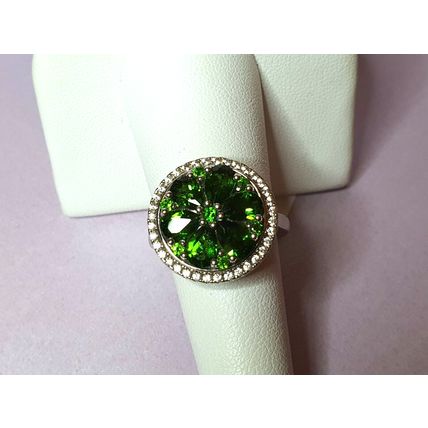 3ct Chrome Diopside Zircon Spinner Halo Ring Sz O Platinum Overlay 925 Silver