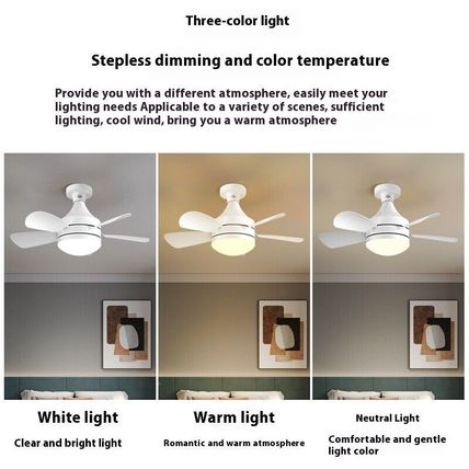 LED Straight Leaf Fan Lamp E27 Screw Detachable Fan Blade Bedroom Three-color Di