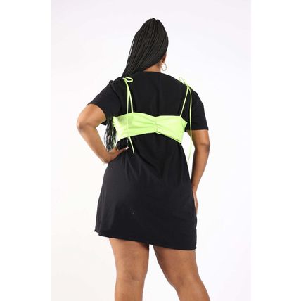 Matte Pu Bra Overlay T Shirt Dress