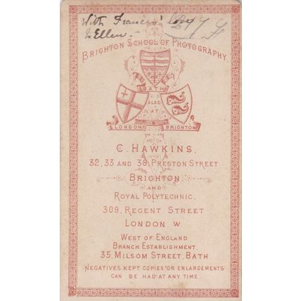 VICT. CDV PHOTO -LADYLEANING ON CHAIR BY C. HAWKINS. BRIGHTON,LONDON.BATH