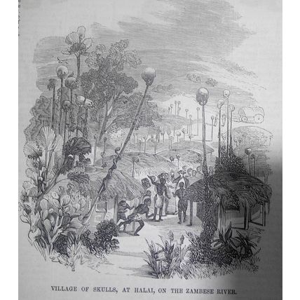 Village of Skulls & Royal Observatory, in South Africa - Ballou's Pictorial 1857