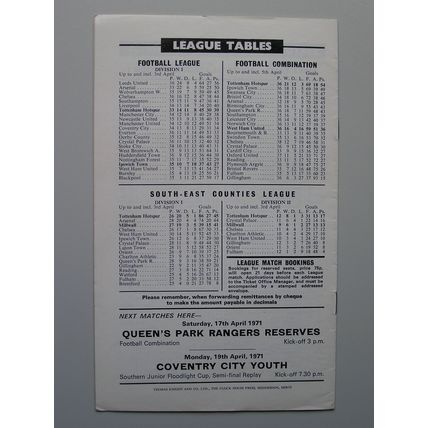 TOTTENHAM HOTSPUR v IPSWICH TOWN Div1 10/04/1971