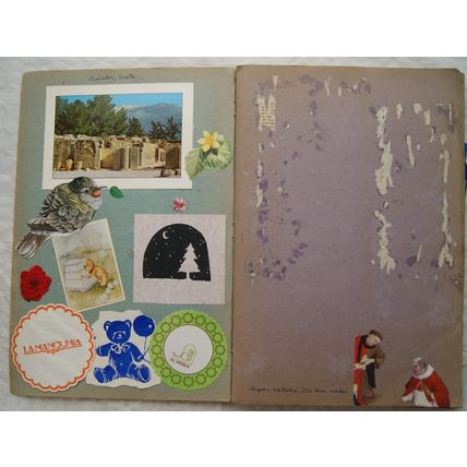 Large scrapbook - cards, tickets, scraps, etc. (see photos)