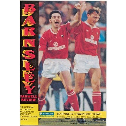 BARNSLEY v SWINDON TOWN LEAGUE DIVISION 2 1991