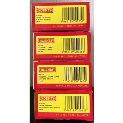 Hornby S&DJR six & four wheel coaches R40296, R40298, R40300, R40302 Lights BNIB