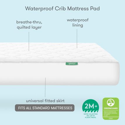 Newton Baby Waterproof Crib Mattress Pad | Ultra-Breathable Quilted Layer for Co
