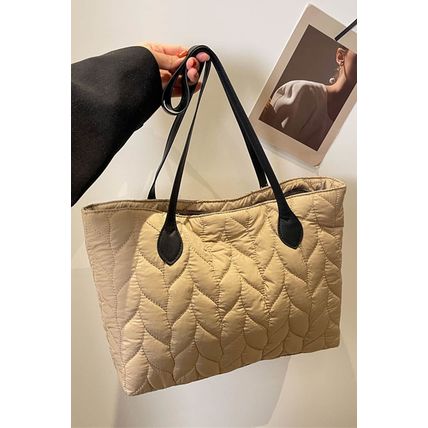 Light French Beige Leafy Quilted Fashion One Shoulder Bag