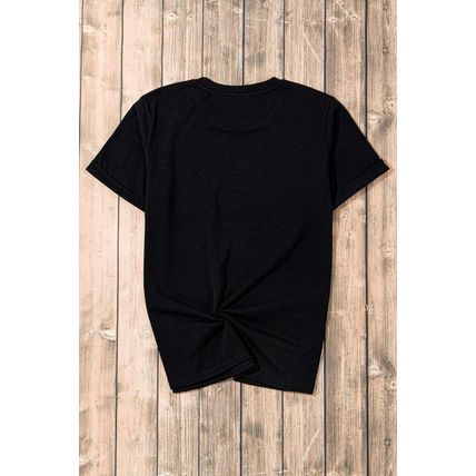 Black Sequin Game Day Graphic Crew Neck Tee