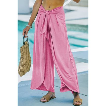 Bonbon Knotted Drop Waist Split Leg Relaxed Pants