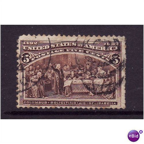 USA 1893 SG 239 5c COLUMBUS CHOCOLATE FINE USED
