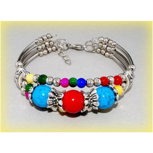 Sale Tibetan Hill Tribe Silver Tone Coloured Bead Bracelet Bangle Jewellery 1589