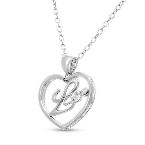 Diamond Love Heart Necklace with 18 Inches Chain