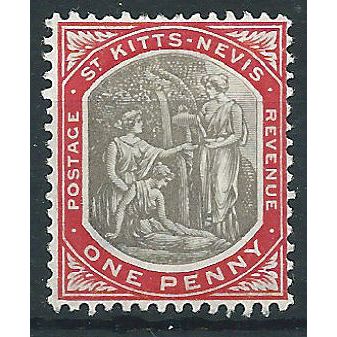 St Kitts-Nevis 1903 SG2 1d Grey-Black & Carmine Mounted Mint .. ..