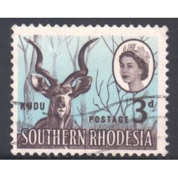 Southern Rhodesia 1964 - SG95 - 3d brown/blue - Greater Kudu - used