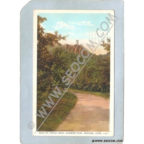 CT Meriden Postcard Road to Castle Craig Hubbard Park ct_box3~1239